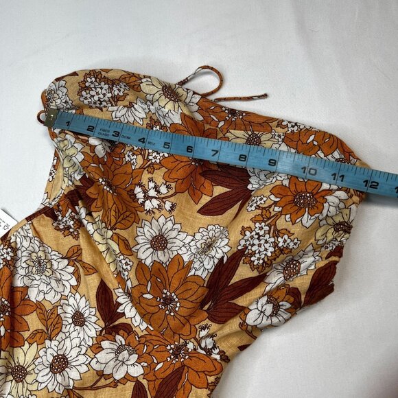J Crew Zinnia Floral V-Back Linen Mini Dress Camel Brown size 12 NWT - Picture 10 of 15